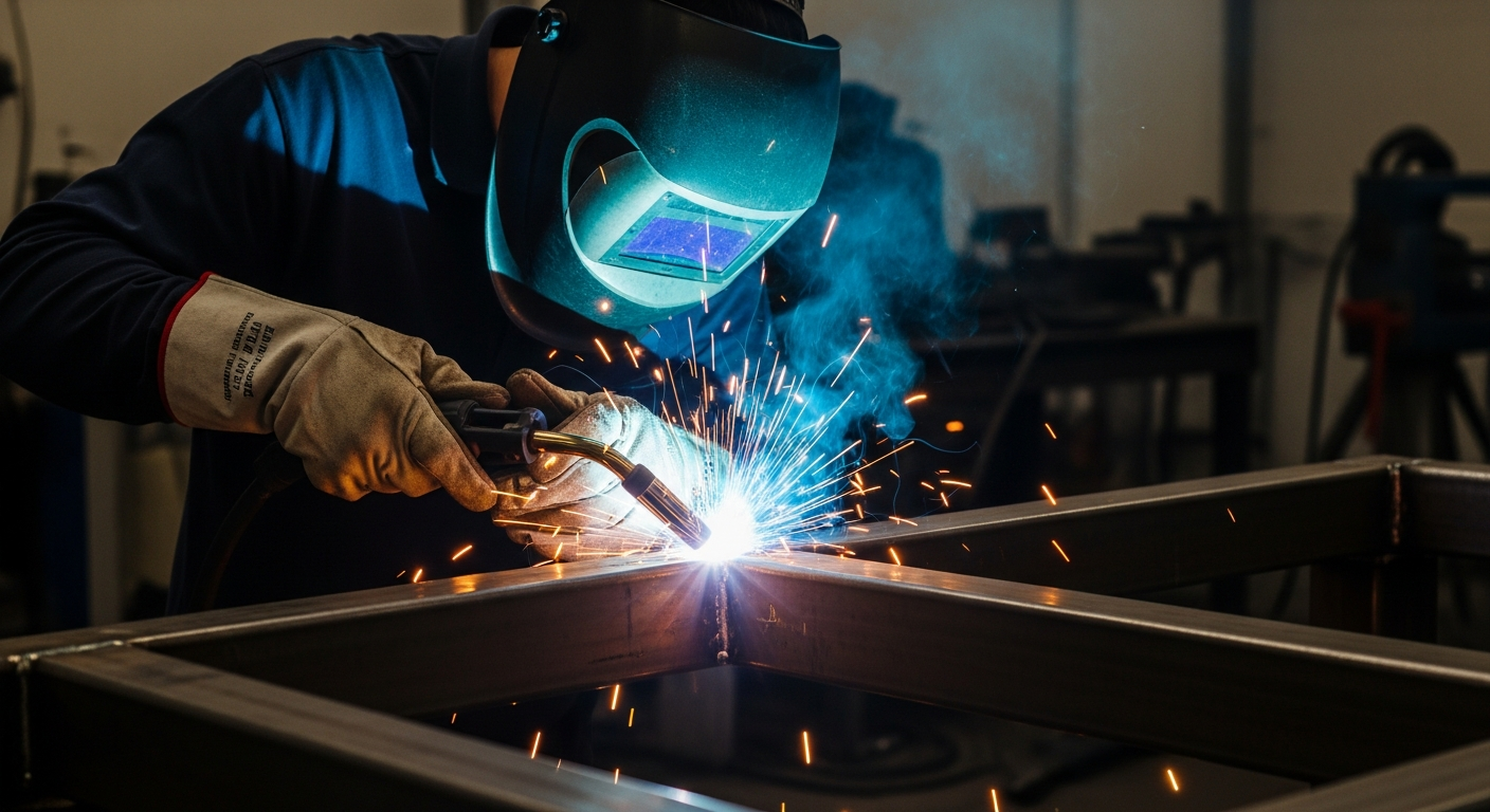 Welding retail display frame